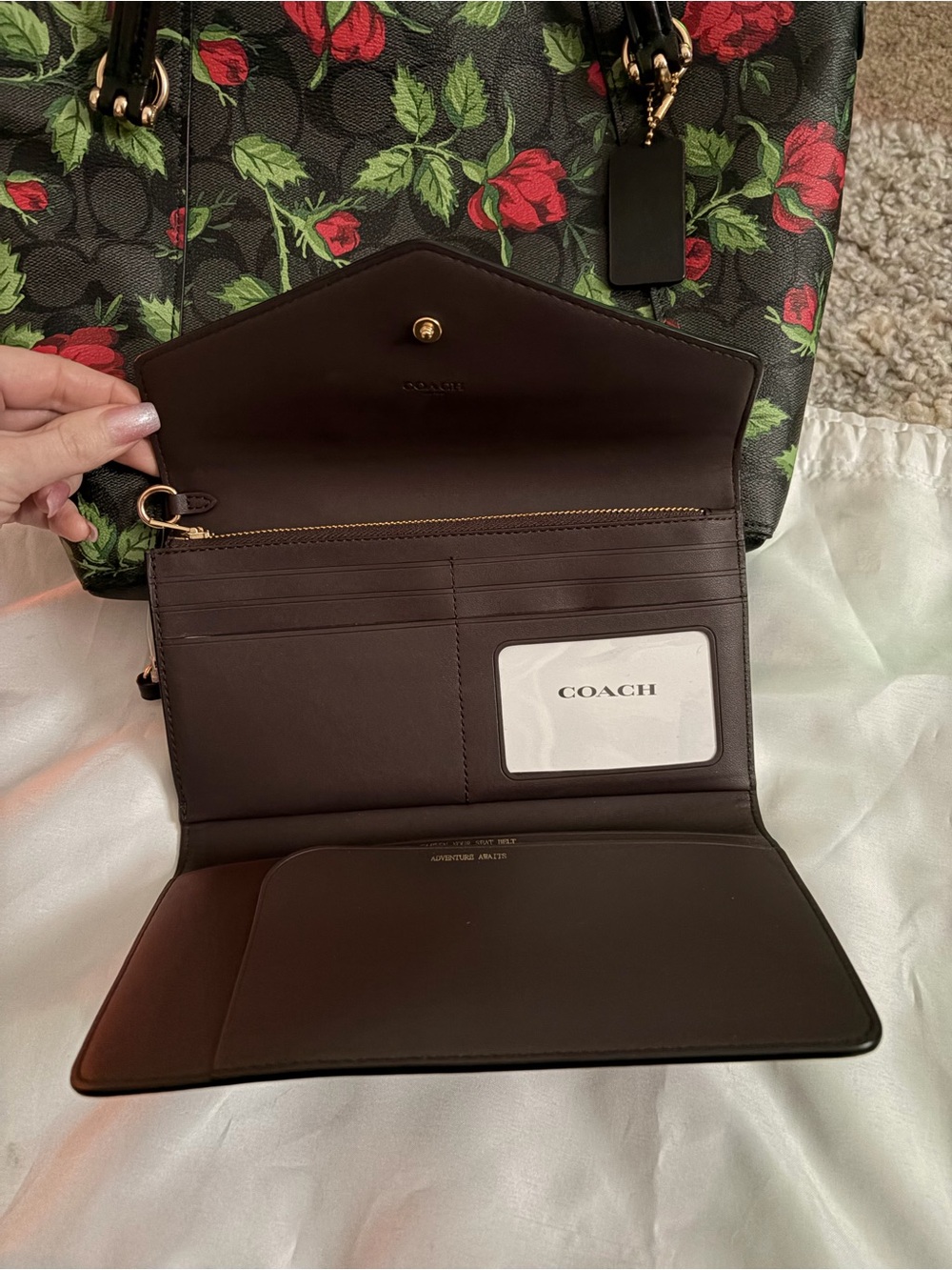 NWT COACH Kacey Bag In Signature Canvas With Fairytale Rose Print With Wristlet - Picture 10 of 11